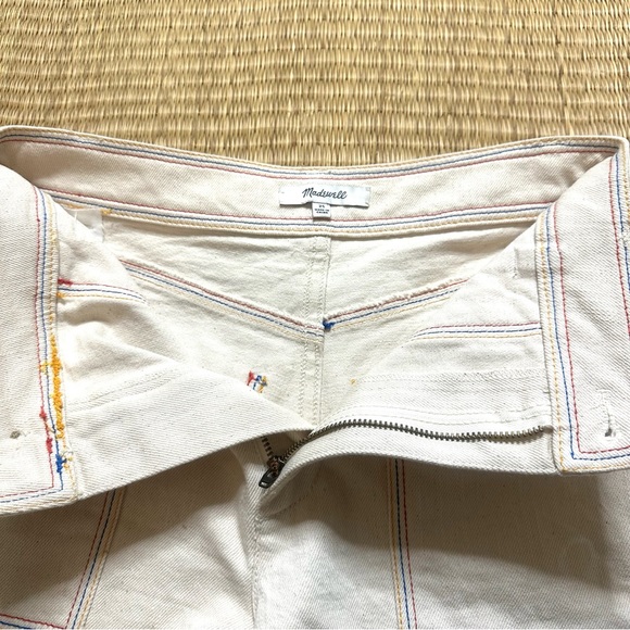Madewell 70s Rainbow-Stitched Canvas Chase Highrise Patchpocket Shorts Cloud - Picture 7 of 9